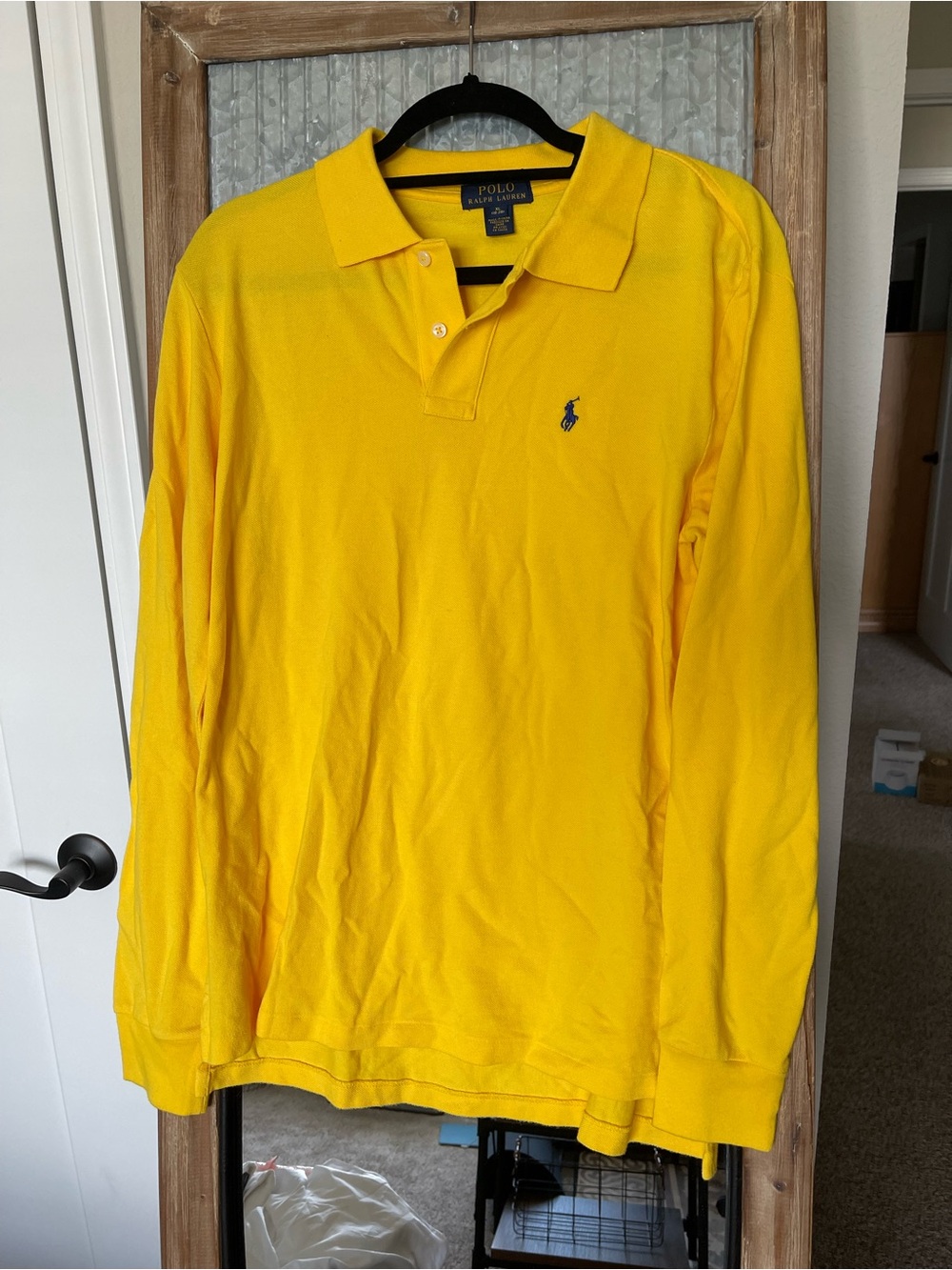Polo by Ralph Lauren Yellow Long Sleeve Polo with Navy Pony
